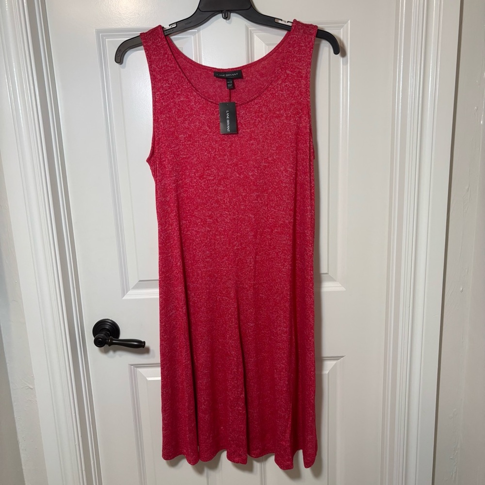 NWT Lane Bryant Heather Red Sleeveless Tank Dress Women’s 14/16